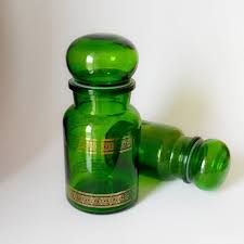 Flacons D Apothicaire En Verre Transparent Vert Annees 70 Vaisselle Vintage Rangement Cuisine Flacons