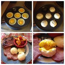 Perfect Fried Eggs Made In An Ebelskiver Filled Pancake Pan Aebleskiver Recipe Food Recipes