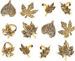 Luxurious dining table decor and home accessories. Amazon Com Harvest Fall Leaf Napkin Rings Assorted Set Of 12 For Christmas Dinner Parties Weddings Thanksgiving Or Everyday Use Set Your Style With Daily Use Table Decor Accessories Antique
