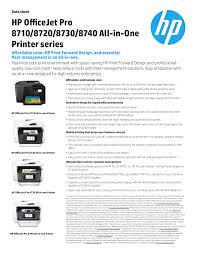 Hp officejet pro 8710 is a multifunctional printer that is suitable for business and corporate purposes, because it also doubles as a photocopier, scanner and fax. Hp Officejet Pro 8710 8720 8730 8740 All In Manualzz
