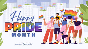 Pride Month People Marching Flags ...