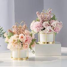 Rose gold pot artificial flowers. Ins Nordic Fake Dried Flower Small Potted Ornaments Hydrangea House Plants Bonsai Desktop Boho Decor Furnishings Mulpti Models Best Promo 2d66c Goteborgsaventyrscenter