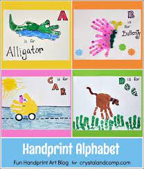 While kids work on fingerprint counting they will be creating a truly beautiful fingerprint craft. Handprint Alphabet Letters A B C D Fun Handprint Art