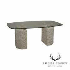 This international concepts table features a solid wood butcher block top and comes in a variety of finishes. Postmodern Tessellated Marble Double Pedestal Glass Top Dining Table Ebay