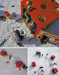 This type of ice fishing shelter is equipped with a built in floor. Reel Cold Comfort 10 Creative Ice Fishing Hut Designs Urbanist
