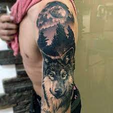 101 Best Wolf Tattoos For Men Cool Designs Ideas 2019 Update Wolf Tattoos Men Wolf And Moon Tattoo Wolf Tattoo Sleeve