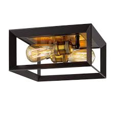 Maybe you would like to learn more about one of these? Home Decorators Collection Walden Forge 2 Light Black Frame Flush Mount Ceiling Light With Antique Brass Sockets Hd 1550 I The Home Depot