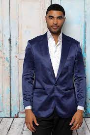 Brand New Mens Size L Navy Satin Sport Coat With 2 Side Vent Modern Fit Sport Coat Modern Fit Fashion