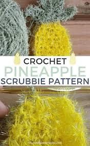 Keep a scrubbie by the bathroom sink for a quick way to clean up toothpaste, makeup or other day to day dirt. Free Pineapple Scrubby Yarn Crochet Pattern Easy Crochet