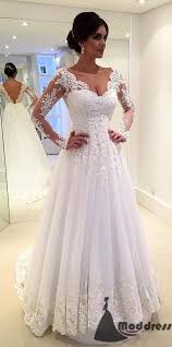 Elegant Lace Long Sleeves Tulle V Neck Wedding Dress A Line Bridal Dress Hs562 Long Sleeve Wedding Dress Lace Wedding Dress Long Sleeve Wedding Dresses