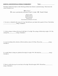 Potential Versus Kinetic Energy Worksheet New Kinetic And Potential Energy Worksheet In 2020 Kinetic And Potential Energy Potential Energy Kinetic Energy