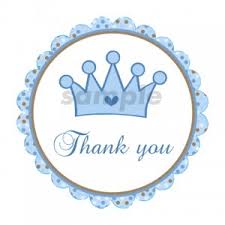 You can upload pics from your computer or social media right into the photo insert sections of the template. Printable Prince Crown Thank You Tags Baby Boy Shower Birthday Blue