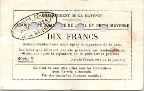 Listes et lieux en rapport avec la place du 18 juin 1940. Billet France 10 Francs Laval Et Mayenne Chambre De Commerce Serie 1 Annule Par Perf 1940