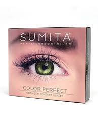 Gemstone green contacts on brown eyes. Color Perfect Cosmetic Contact Lenses Sumita Cosmetics
