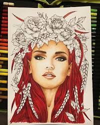 Bex Harris 🇦🇺 no Instagram: “Time for a bit of #mariolabudek her female  illustrations are just amazing and awesome to add colour to 👏👏👏👏👏👏  not happy with skin tone or…”