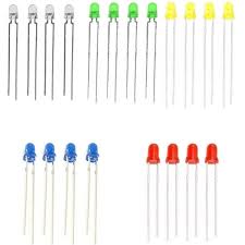 20x Led Colorido Difuso 3mm 4 cor de cada: Azul, Amarelo, Verde, Vermelho e  Branco