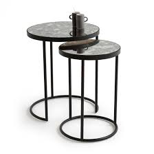 Minimalist side table brings natural beauty and modern form to any outdoor. Set Of 2 Lipstick Semi Nesting Side Tables Black La Redoute Interieurs La Redoute