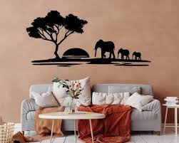From exotic seating designs that are shaped like elephants to hippo coffee tables and wildlife wall decor, these. Safari Theme Wall Decal Tree And Elephants Modern Wall Art
