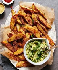 Crispy Bakes Oil Free Potato Fries Guacamole Recipe By Minimalistbaker Ingredients 2 Chili Baked Potato Potato Fries Baked Whole Food Recipes