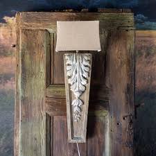 Large antique farmhouse corbel wall hung lamp sconce light fixture 24 tall. Acanthus Leaf Wall Sconce Lamp Painted Fox Home