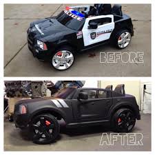 overhauled my sons powerwheels dodge charger police car into an all black beast gabrielsgraphics kids ride on toys barbie power wheels power wheels mods pinterest