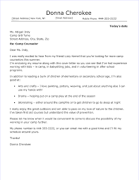 Camp Counselor Cover Letter Sample