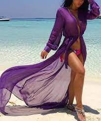 Long Sleeve Tunic Pareos Beach Cover Ups Chiffon Cover Up Beach Coverup Dress Long Summer Dresses