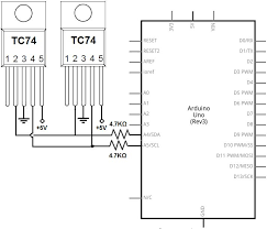 Multiple I2c Temperature Sensors Circuit Arduino Microcontrollers Arduino Projects