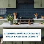 Stunning Luxury Kitchen: Sage Green & Navy Blue Cabinets