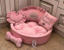 beige polka dot and cream designer dog bed personalized dog etsy personalized dog beds pink dog beds designer dog beds
