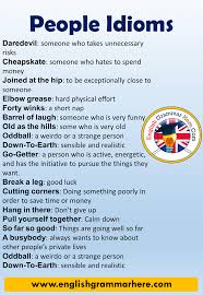 Common People Idioms And Meanings In English Daredevil Someone Who Takes Unnecessary Risks Cheapska Learn English Words Learn English Vocabulary English Words