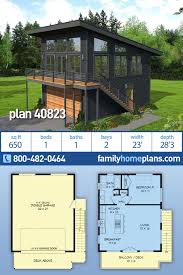 Modern Style 2 Car Garage Apartment Plan Number 40823 With 1 Bed 1 Bath In 2020 Carriage House Plans Garage Apartment Plan Modern Style House Plans