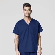 Wonderwork Unisex V Neck Top In Navy Wonderwink Scrubs Medical Scrubs Men Mens Scrubs V Neck Tops