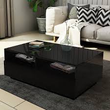 From glass, marble, and wood to coffee tables with storage — we've got options for whatever look you're pining for. New Modern Coffee Table 4 Drawer Storage Shelf High Gloss Furniture Wood Black Crazy Sales