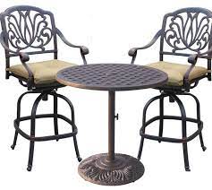 3 Piece Cast Aluminum Patio Bistro Set Elisabeth Bar Stools Nassau Table Elisabeth Bistro Table Outdoor Aluminium Outdoor Furniture Bistro Set