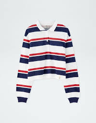 Black And White Striped Long Sleeve Polo Striped Long Sleeve Polo Shirt Pull Bear Outfits With Striped Shirts Shirt Outfit Women Polo Shirt Outfit Women S