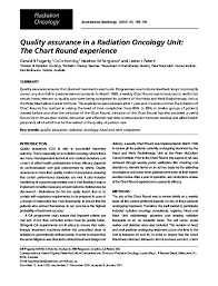 Pdf Quality Assurance In A Radiation Oncology Unit The