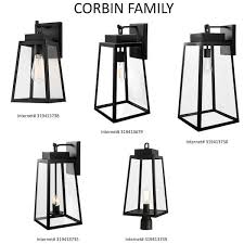 Hampton Bay W2205-21 Corbin Medium 13 in. Modern 1-Light Black Tapered Hardwired Outdoor Wall Light Lantern Sconce with Clear Glass