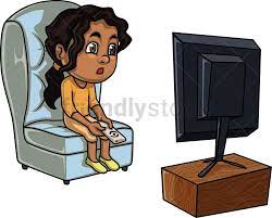 Black Girl Watching Tv Cartoon Clipart Vector Friendlystock Cartoon Clip Art Black Girl Art Cartoon Tv