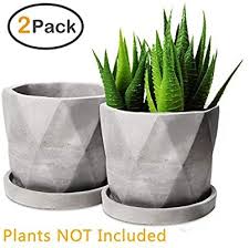 Flower & plant pots, baskets & window boxes. Amazon Com Succulent Pots Zoutog Grey 4 42 Inch Concrete Flower Planter Pot Set With Cement Tray Pack O Plastic Plant Pots Large Flower Pots Succulent Pots