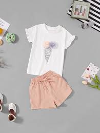 Girls Stereo Flowers Tee With Shorts Fall Fashion Trends