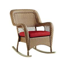 Martha Stewart Living Charlottetown Natural All Weather Wicker Patio Rocking Chair With Quarry Red Cushion 65 Patio Rocking Chairs Rocking Chair Blue Cushions