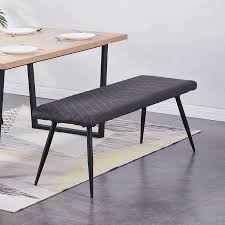 Storage benches with backrest, description: Ainpecca Dark Grey Dining Bench Soft Pu Upholstered Seat With Metal Legs Lounge Stool Doorway Stool Grey Pu 1 Amazon Co Uk Kitchen Home