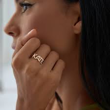 14K Diamond Personalized Name Ring