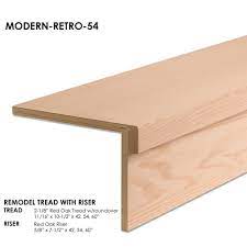 House Of Forgings 54 In Modern Retrofit Engineered Wood 2 1 In X 54 In Red Oak Tread Kit For Stair Remodel Modern Retro 54 Stair Remodel Wood Stair Treads Oak Stairs
