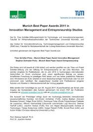 Trouvez un bus de à lausanne à munich. Munich Best Paper Awards 2011 In Innovation Management And