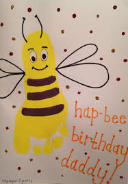 Handmade Birthday Greetings For Dad Hap Bee Birthday Footprint Card Dad Birthday Card Grandpa Birthday Card Homemade Birthday Cards