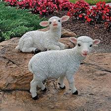 Design Toscano Yorkshire Lamm Gartenfiguren Sitzendes Und Stehendes Lamm Niedliche Tierbabys Ausgestopftes Tier Tierbabys