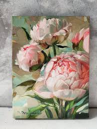 Peonies Painting Original Peony Wall Art Peony Painting Etsy In 2020 Peony Painting Flower Art Painting Flower Canvas Art