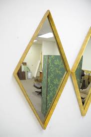Free shipping on all orders over $35. Pair Of Diamond Shaped Deep Wood Frame Gold Leaf Wall Mirrors Attrib To Labarge For Sale At 1stdibs